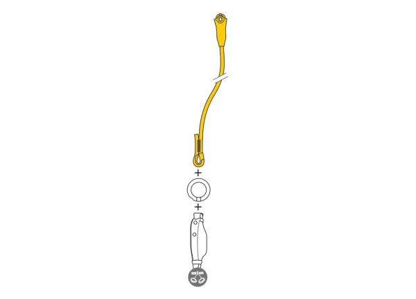 Dây treo đơn Petzl JANE-I có thể kết hợp bộ giảm sốc ABSORBICA để làm dây chống rơi hoàn chỉnh