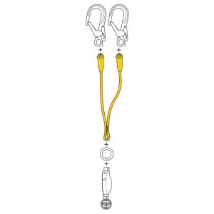 Dây treo đôi Petzl JANE-Y có thể nối với bộ chống sốc ABSORBICA đề làm dây an toàn chống rơi hoàn chỉnh