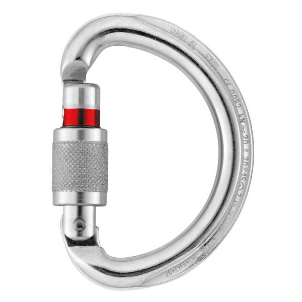 Móc khóa Petzl OMNI Carabiner Screw-Lock có chỉ báo mở cổng Đỏ