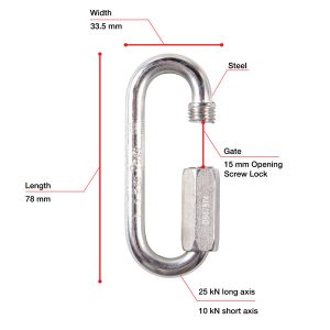 Kích thước móc nối Petzl GO 7 mm Oval Steel quick link