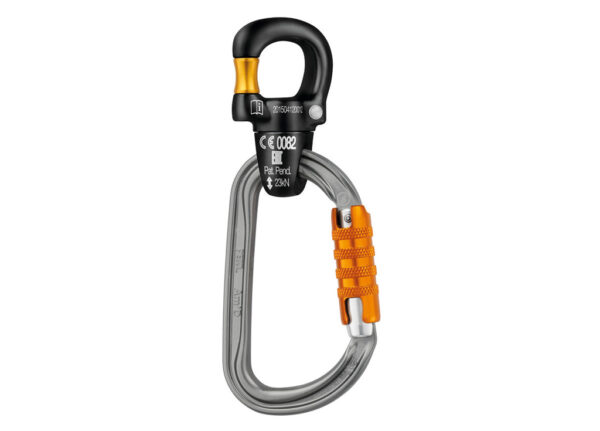 Xoay có cổng mở Petzl MICRO SWIVEL Compact gated swivel nhỏ gọn, có cổng giúp giảm khối lượng và trọng lượng của các hệ thống thành phần